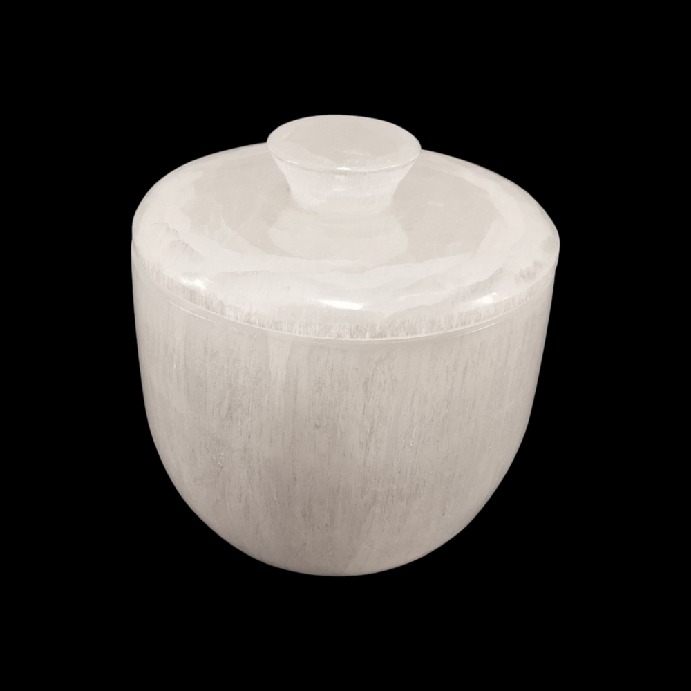 Selenite Jar Box with Lid – Round Shape